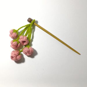 Peach Pink Flower Buds Hair Stick